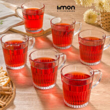 لیوان شیشه ای دسته دار 280 سی سی لیمون